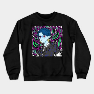 the demon witch girl in ecopop art with kawaii flowers Crewneck Sweatshirt